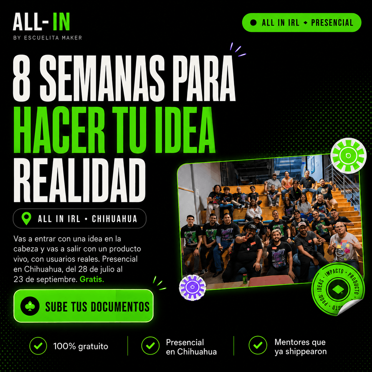 Flyer de All IN IRL - Aplicación