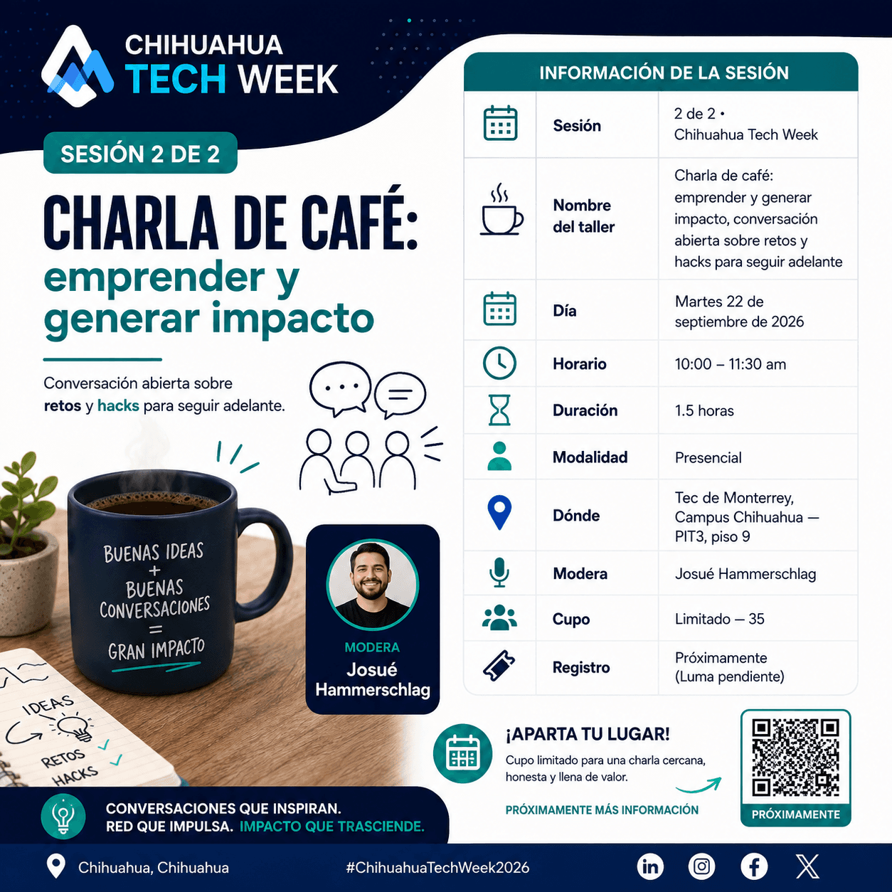 Flyer de CHARLA DE CAFÉ: emprender y generar impacto