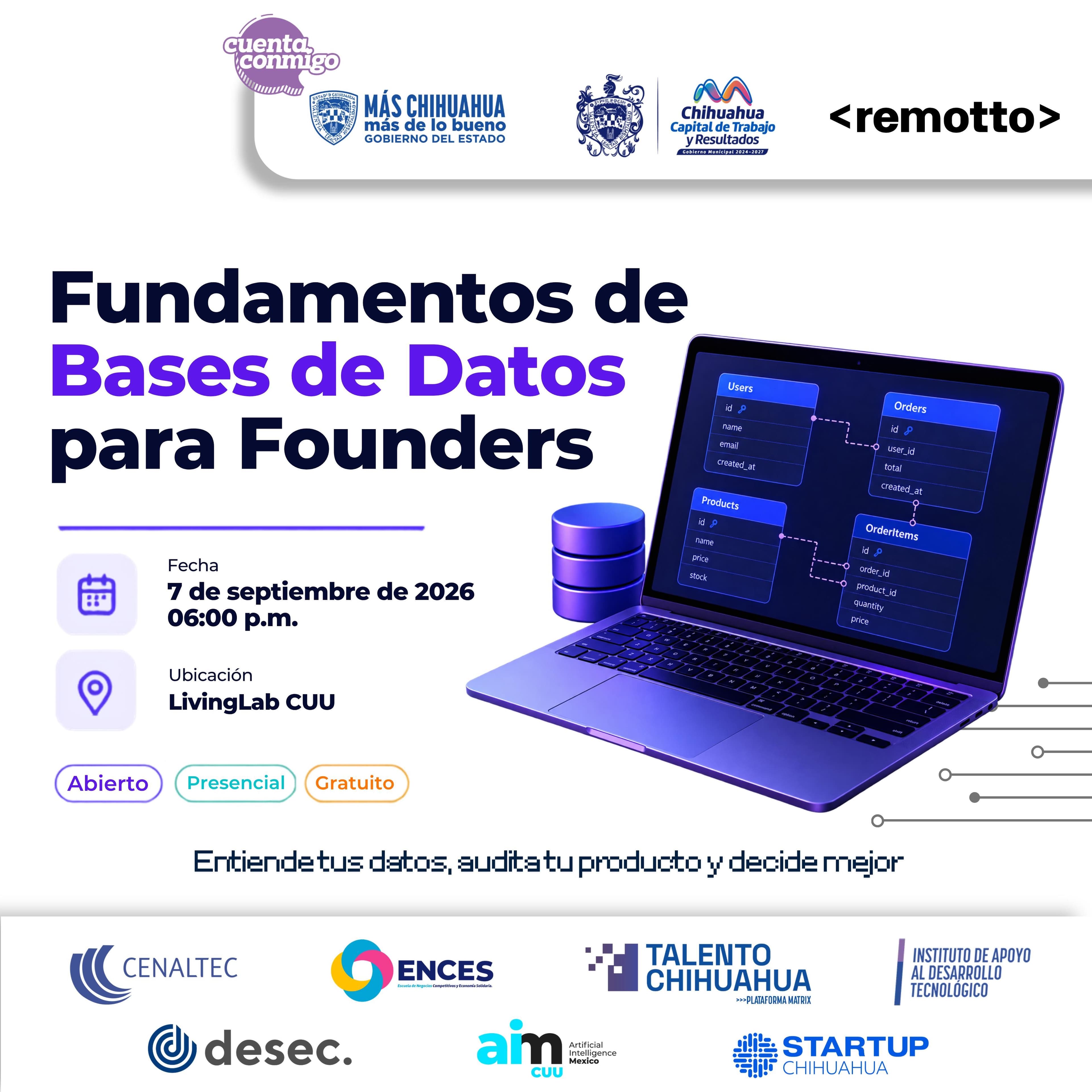Flyer de Fundamentos de bases de datos para Founders