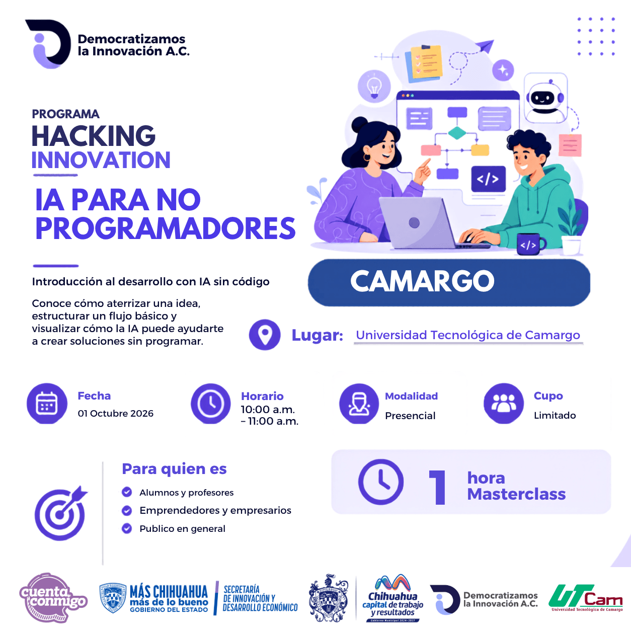 HACKING INNOVATION MASTER CLASS "IA PARA NO PROGRAMADORES" CAMARGO