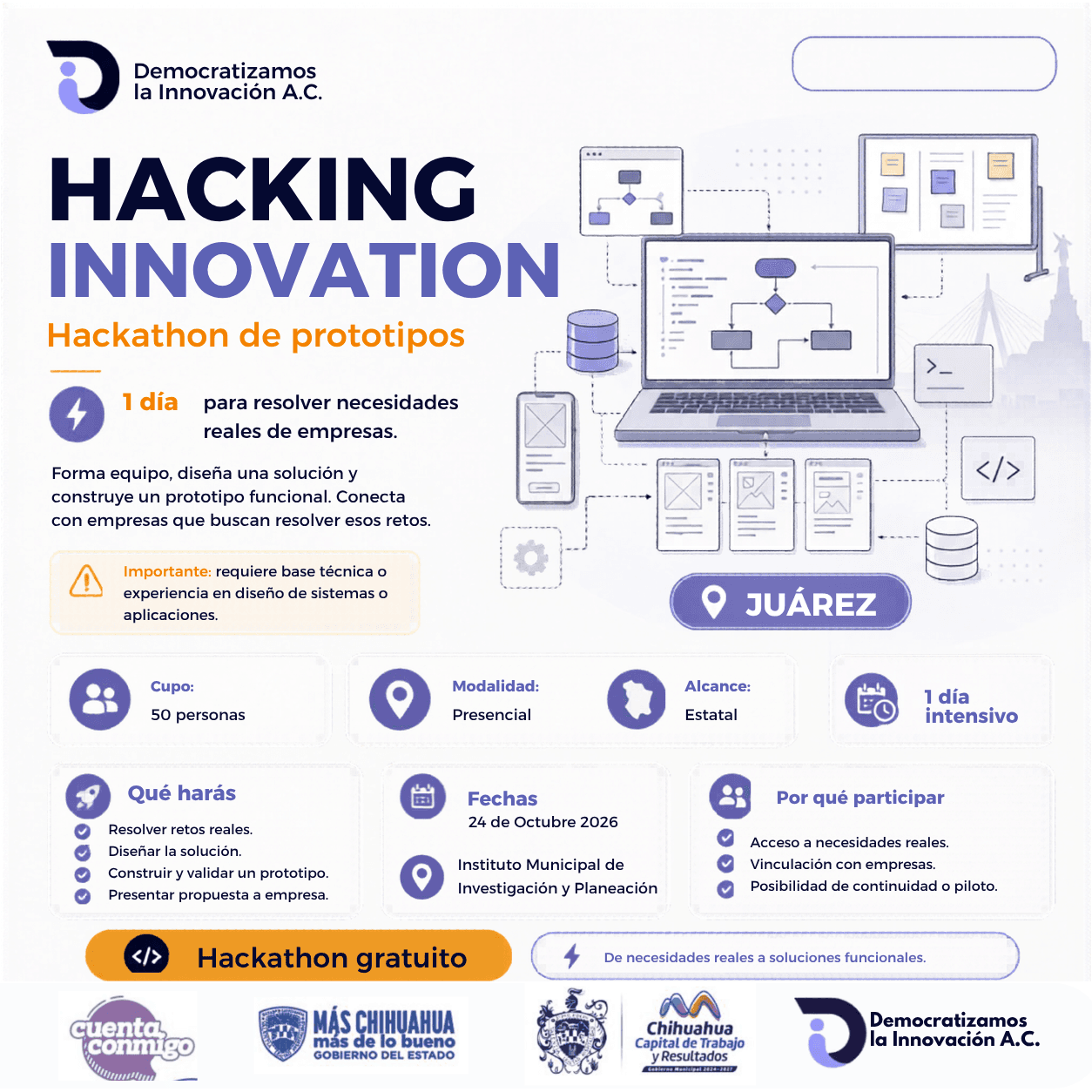 Flyer de HACKING INNOVATION: HACKATHON en Cd. Júarez